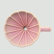 台灣 客器客氣 - 嫣紫花形長肋陶瓷濾杯（有把）