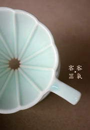 客器客氣 - 天青花形長肋陶瓷濾杯（有把）